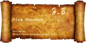 Hink Benedek névjegykártya
